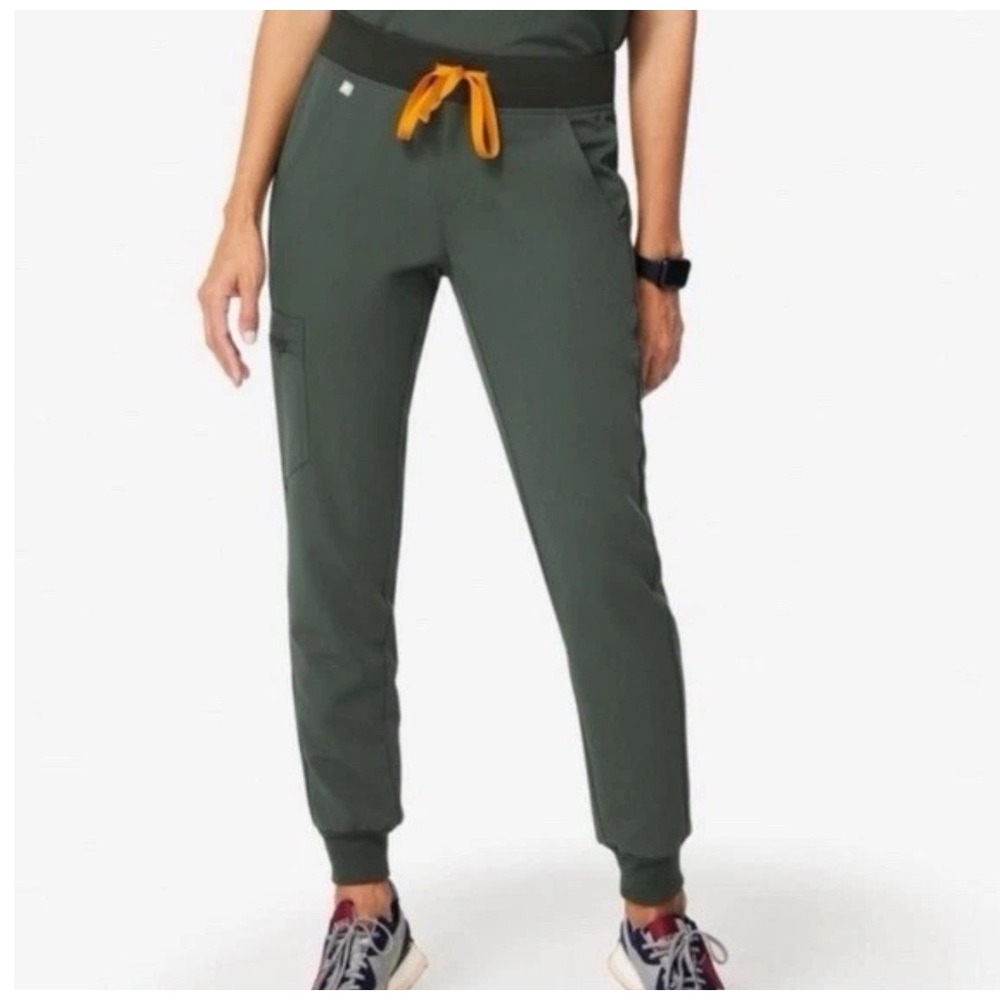 FIGS Zamora Jogger Scrub Pants Womens Small Olive Green W18SW200SP Cargo Pockets